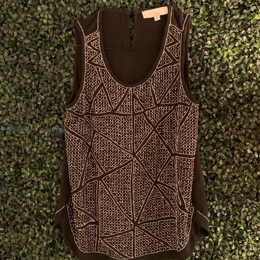 Silver beaded black tank top